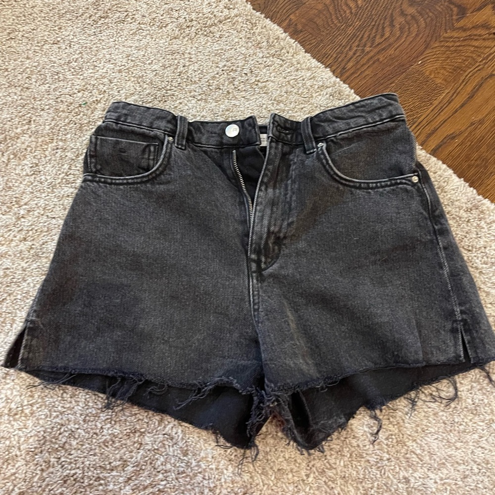 Zara black denim shorts